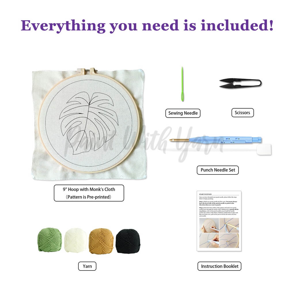 Sunny Monstera Punch Needle Kit