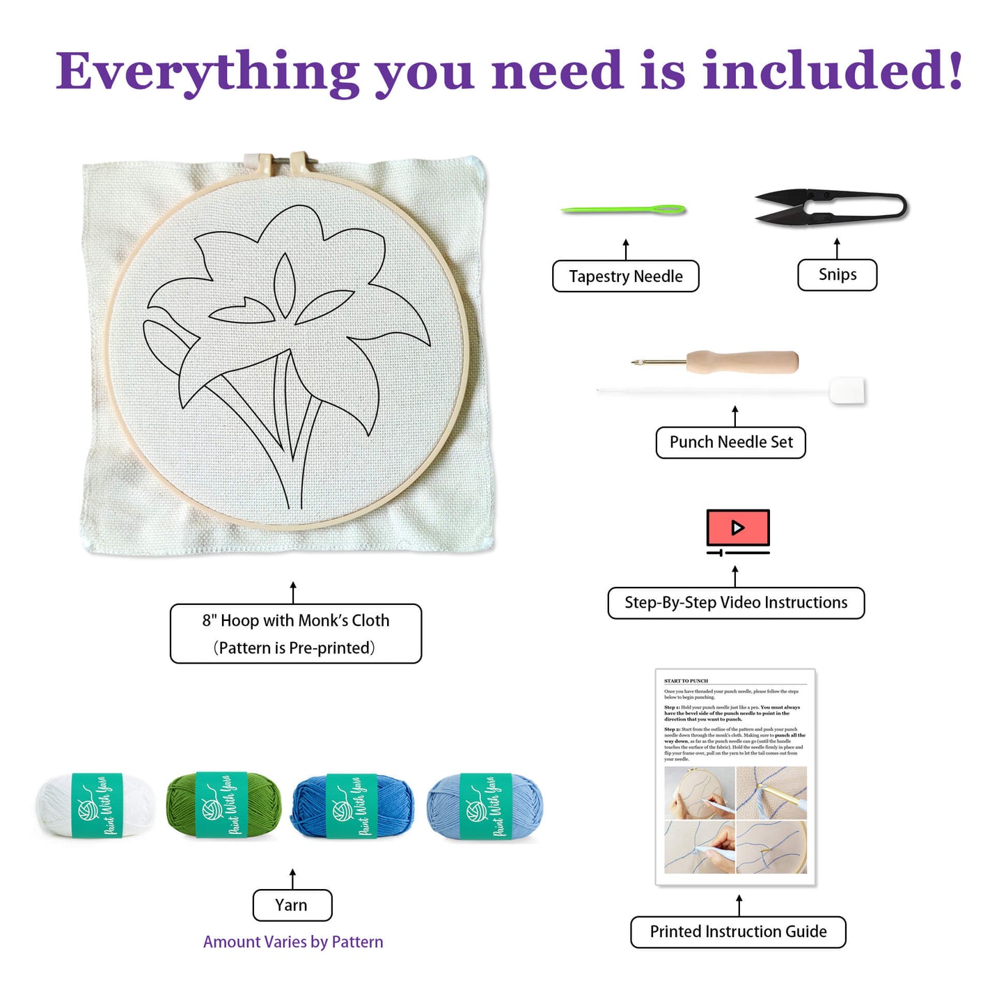 Blue Lily Punch Needle Kit