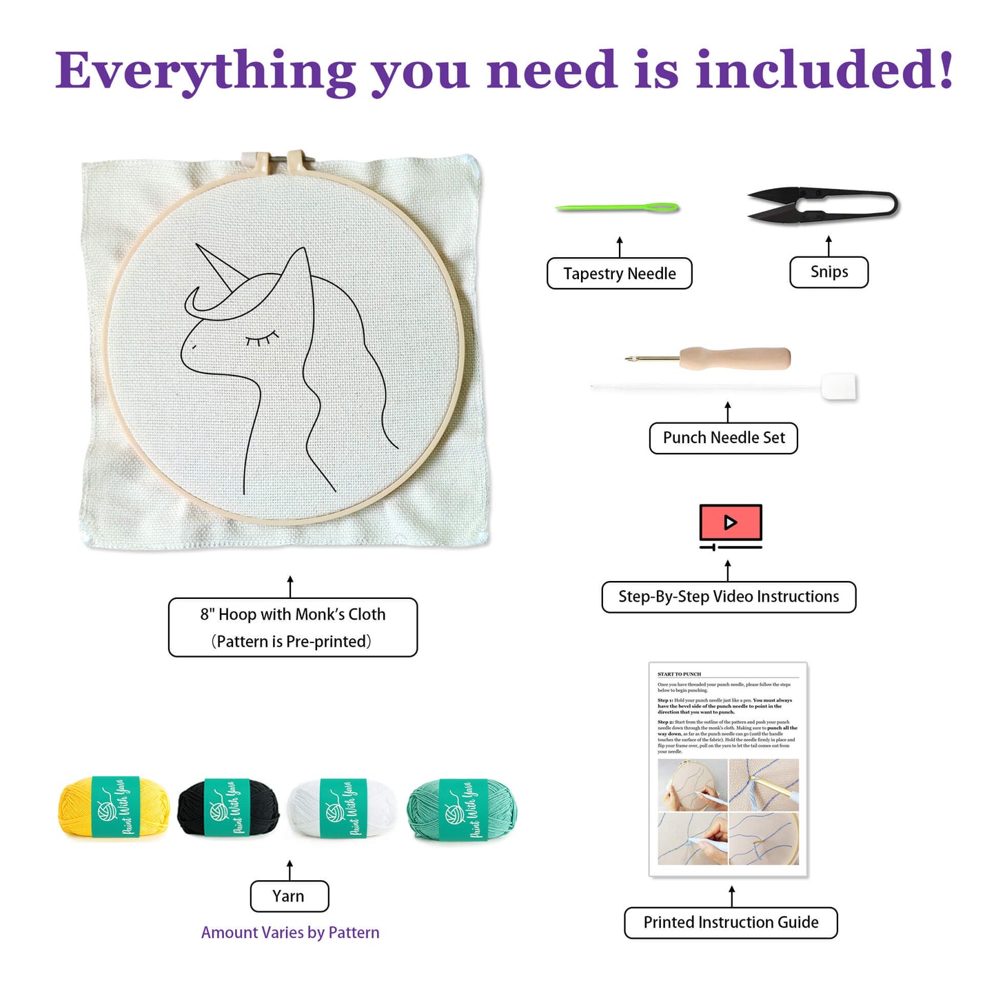 Blue Unicorn Punch Needle Kit