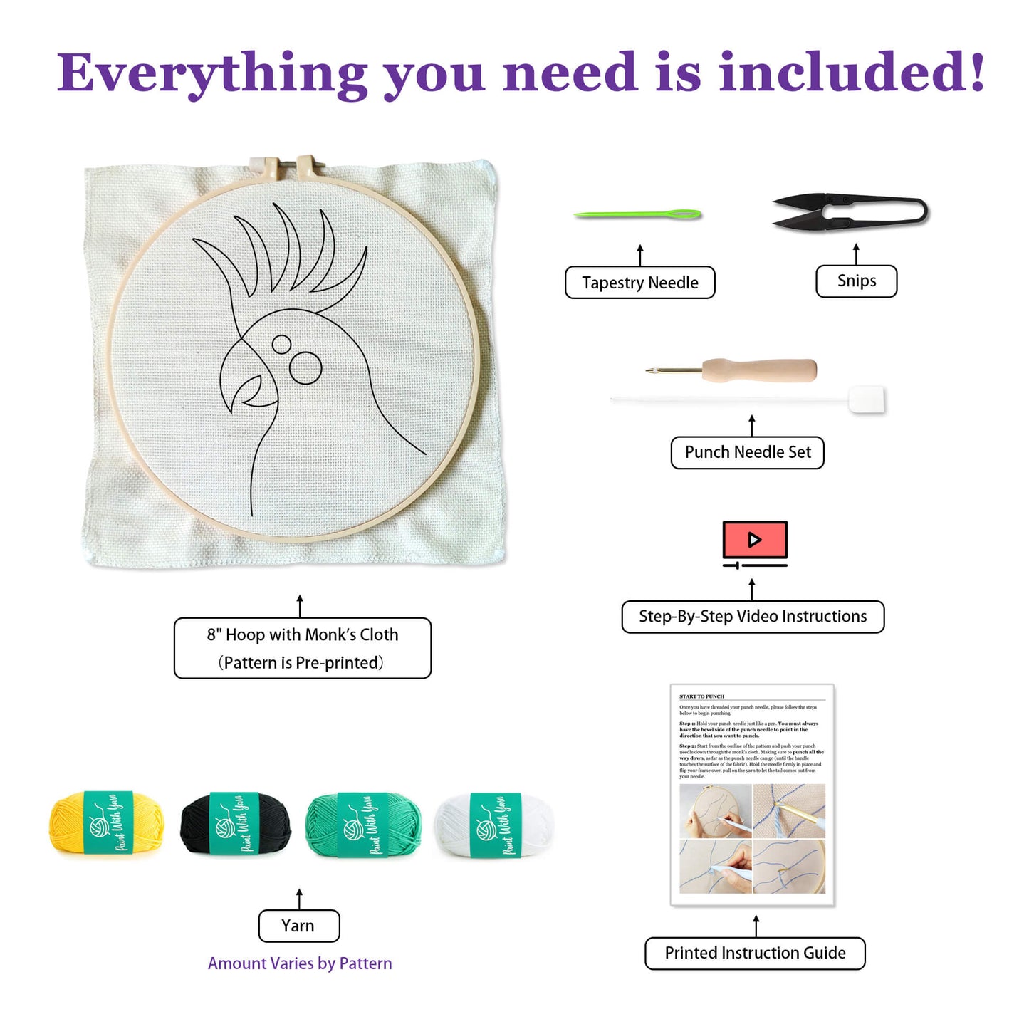 Cockatoo Punch Needle Kit – Blue