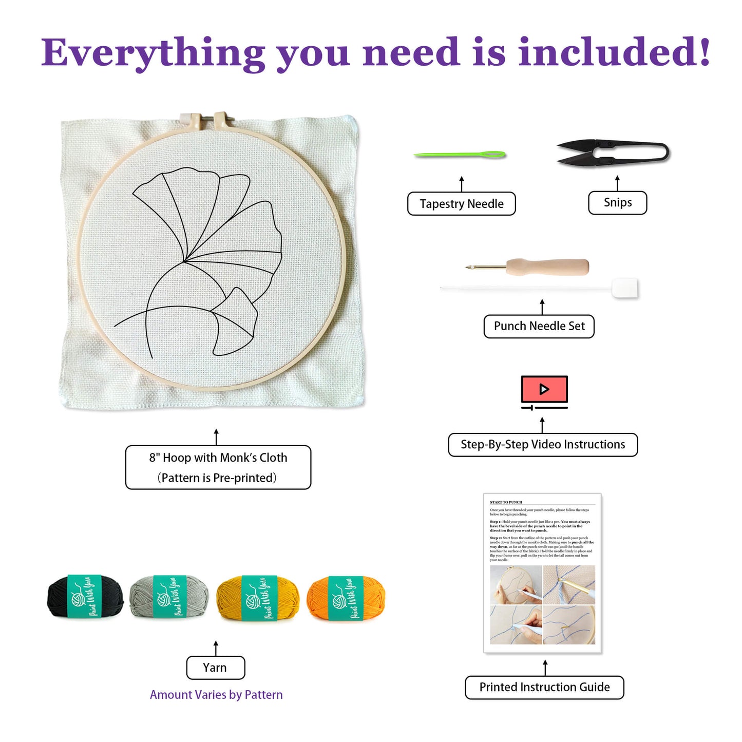 Golden Ginkgo Punch Needle Kit