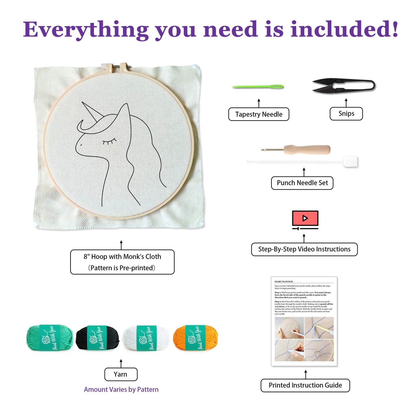 Golden Unicorn Punch Needle Kit