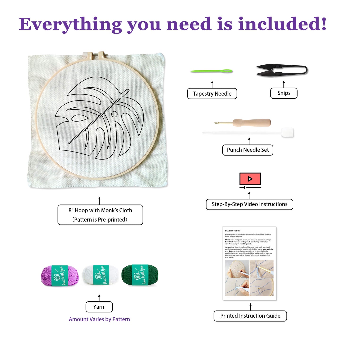 Monstera Punch Needle Kit