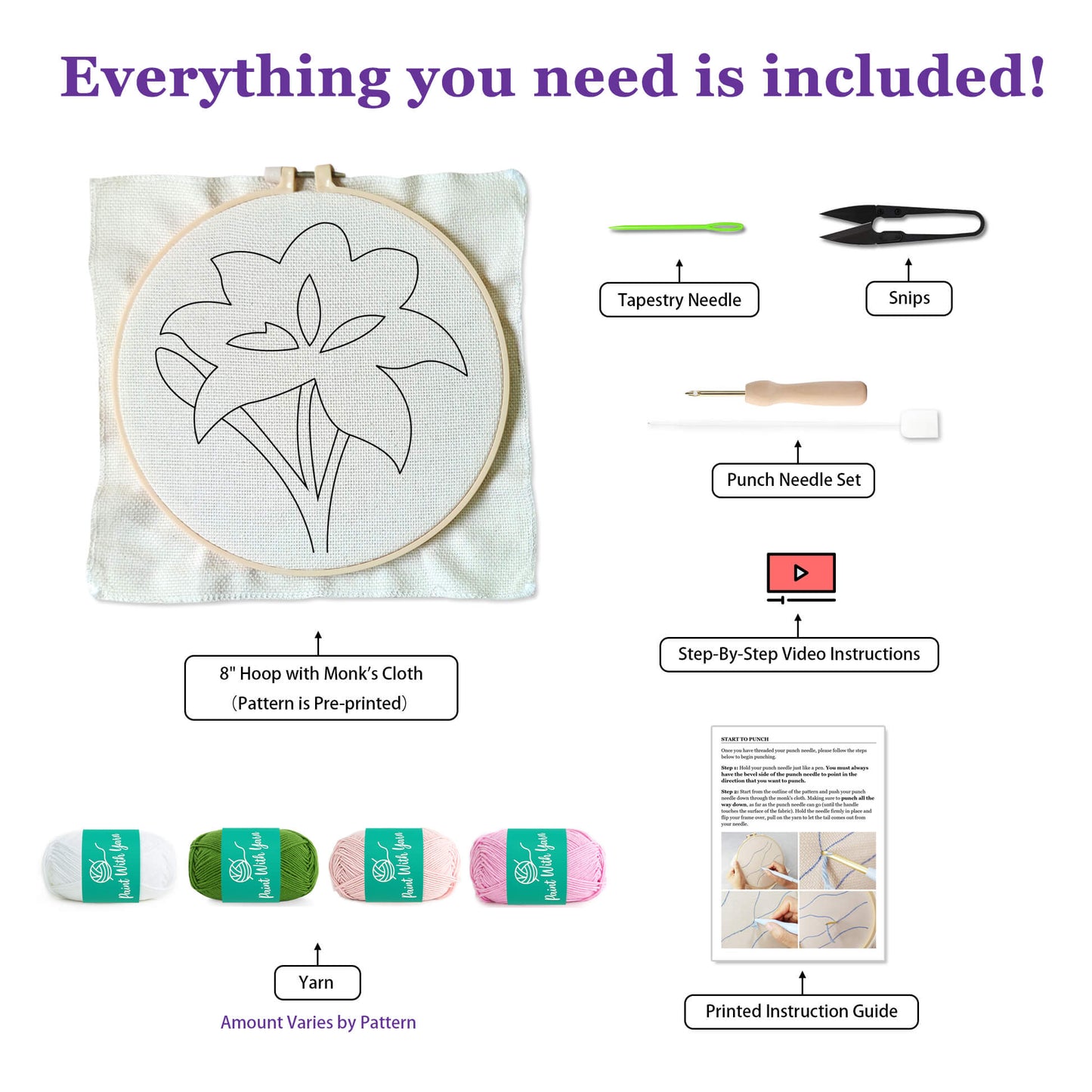 Pink Lily Punch Needle Kit