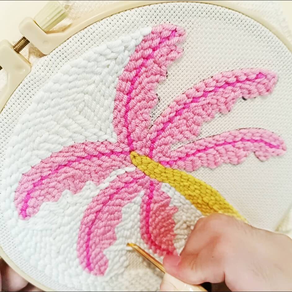 Pink Palm Tree Punch Needle Kit