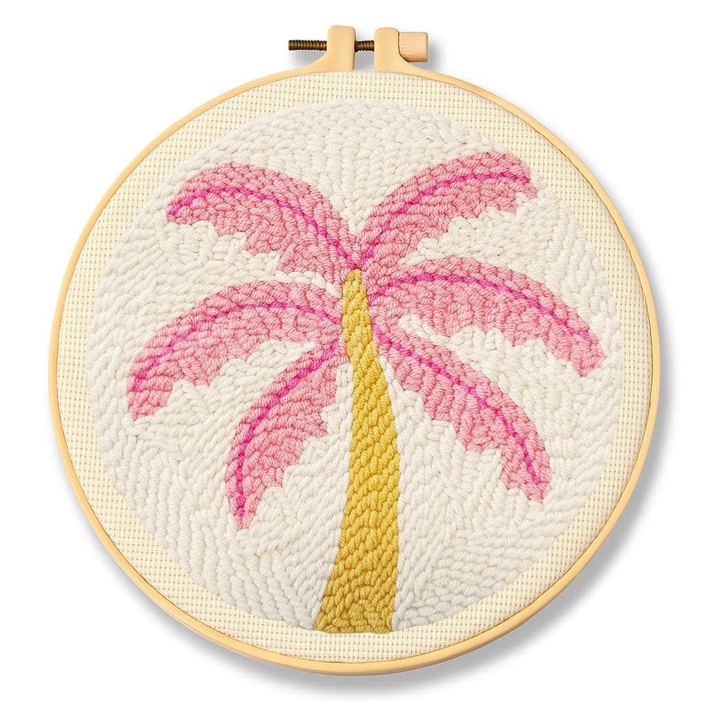Pink Palm Tree Punch Needle Kit