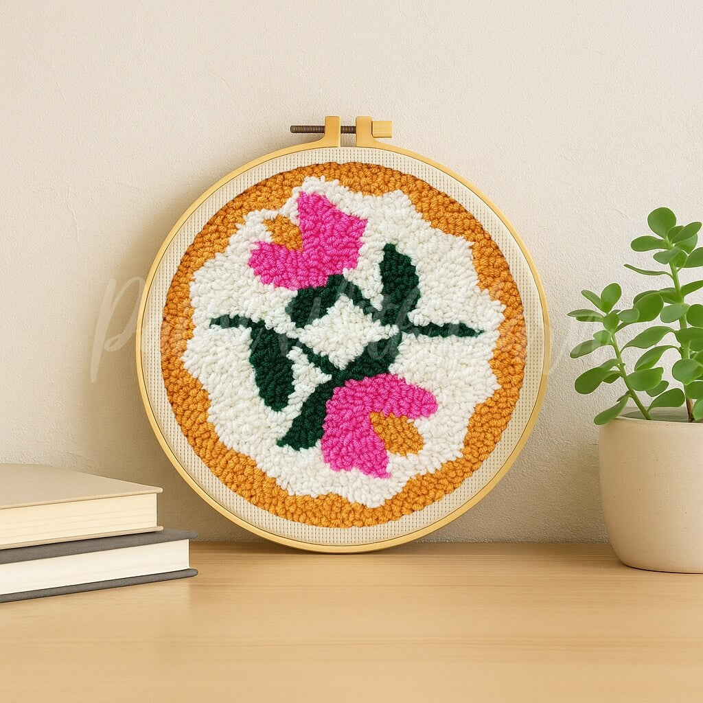 Pink Twin Flowers Punch Needle Kit