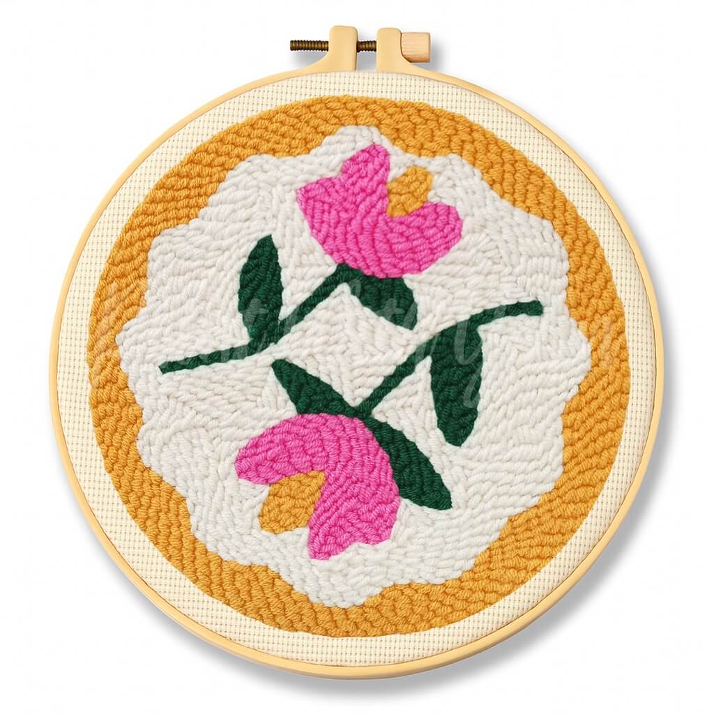 Pink Twin Flowers Punch Needle Kit