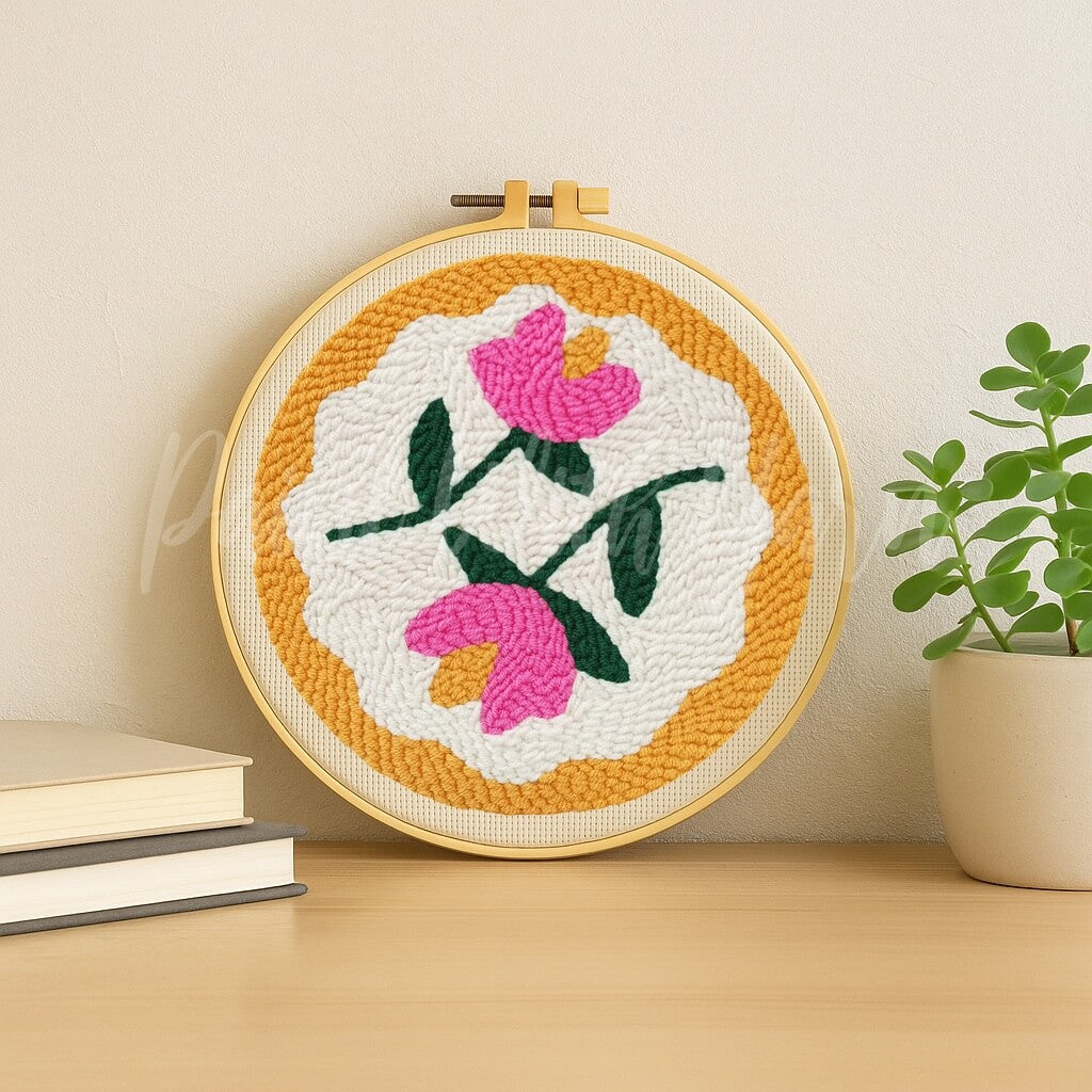 Pink Twin Flowers Punch Needle Kit