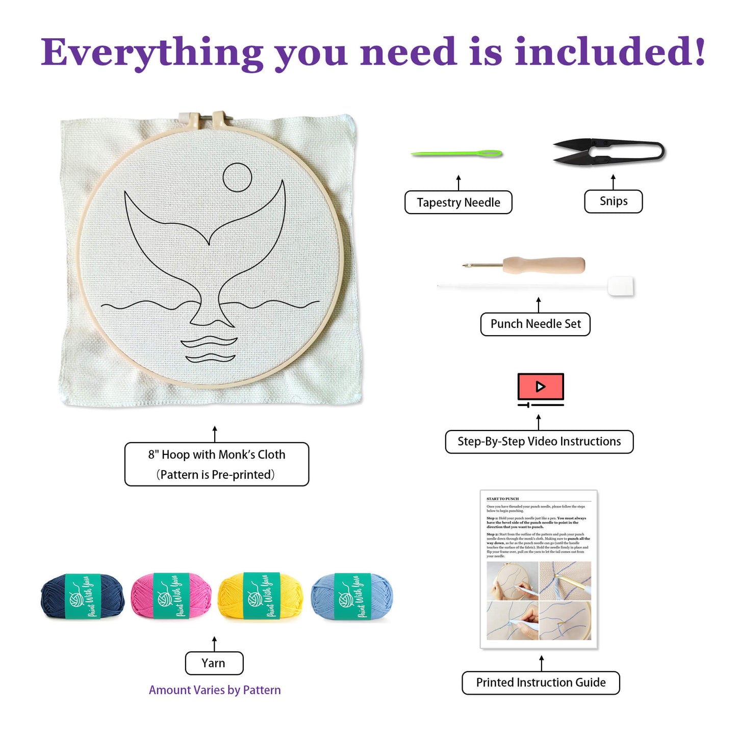 Sunset Whale Punch Needle Kit