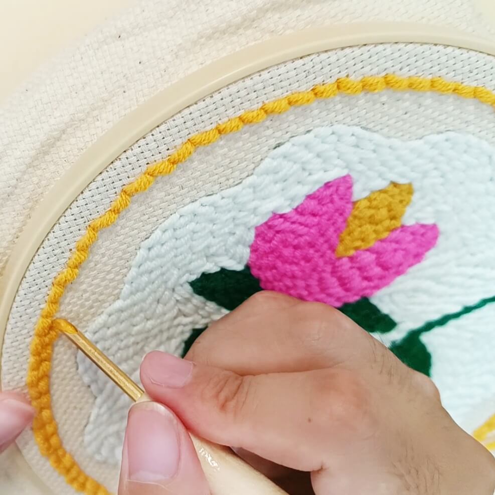 Blue Twin Flowers Punch Needle Kit