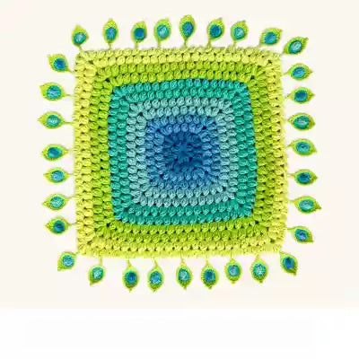 Peacock Feather Crochet Seat Cushion Kit-Square