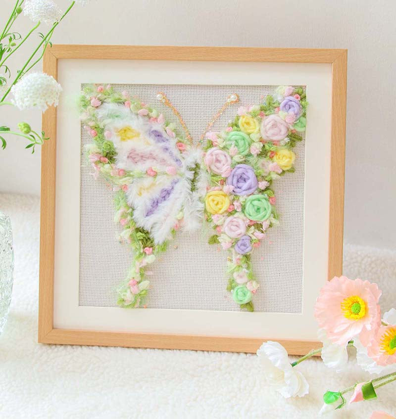 Floral Butterfly Punch Needle Kit with Frame