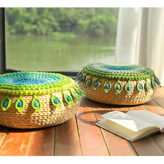 Peacock Feather Crochet Seat Cushion Kit-Round