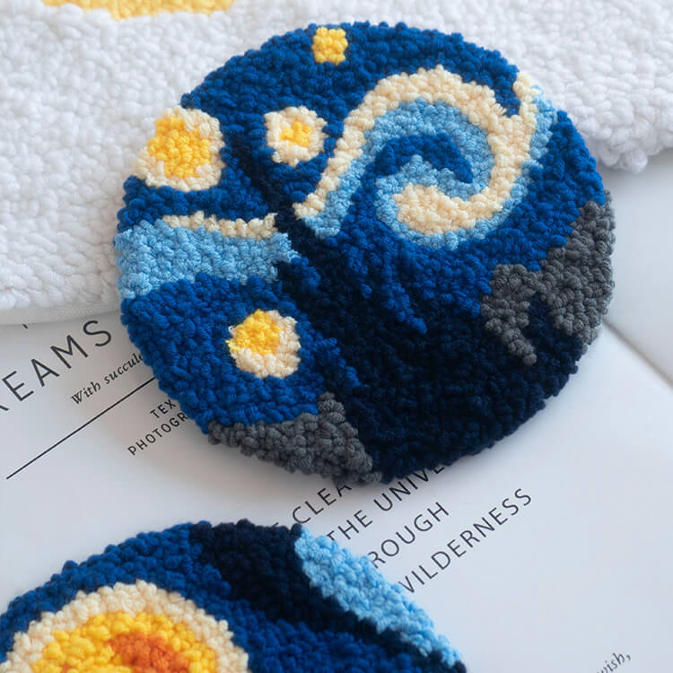 Van Gogh Starry Night Punch Needle Coaster Kit (2 Set)