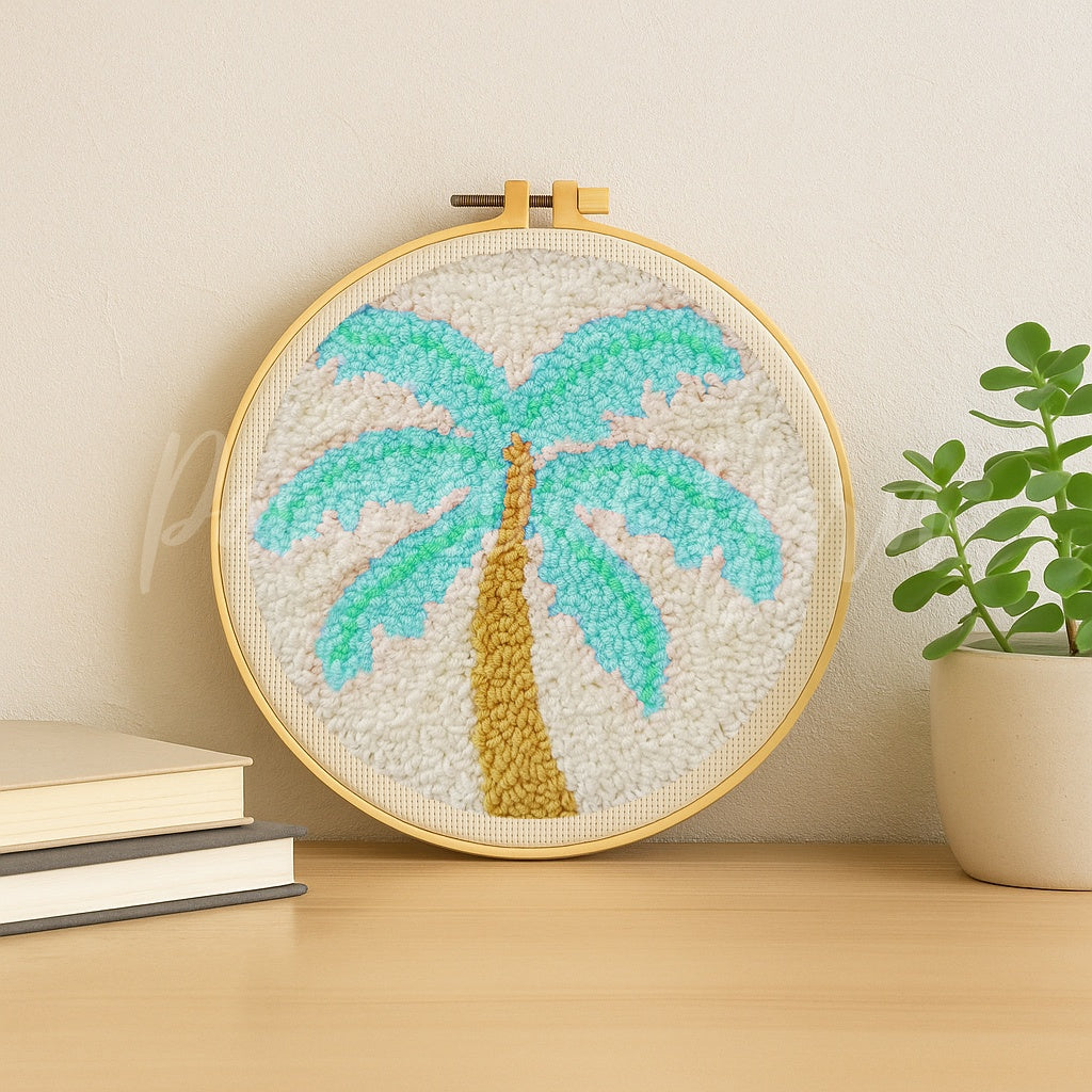 Blue Palm Tree Punch Needle Kit