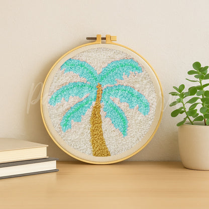 Blue Palm Tree Punch Needle Kit