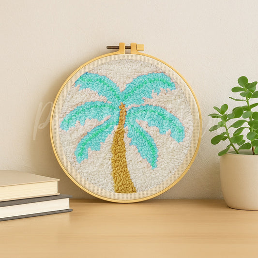 Blue Palm Tree Punch Needle Kit