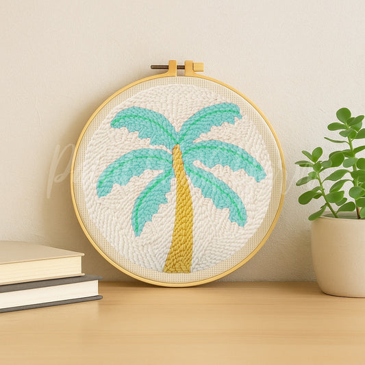 Blue Palm Tree Punch Needle Kit