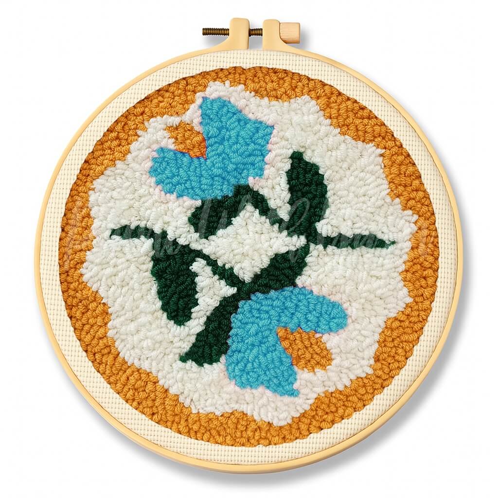 Blue Twin Flowers Punch Needle Kit