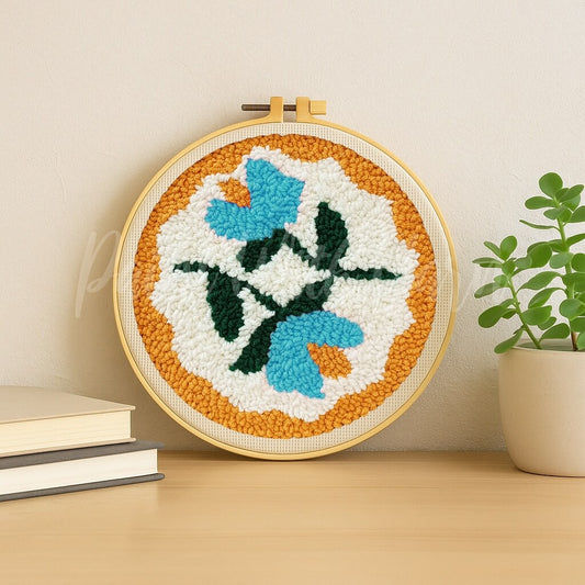 Blue Twin Flowers Punch Needle Kit