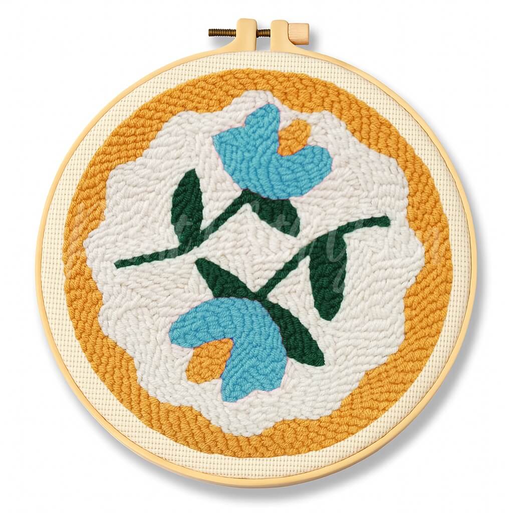 Blue Twin Flowers Punch Needle Kit