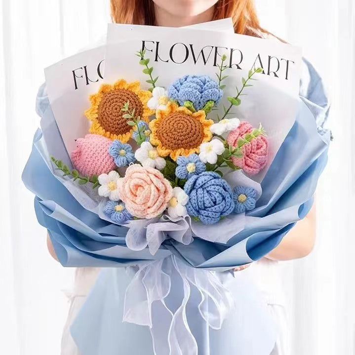 Big Blue Flower Bouquet Crochet Kit