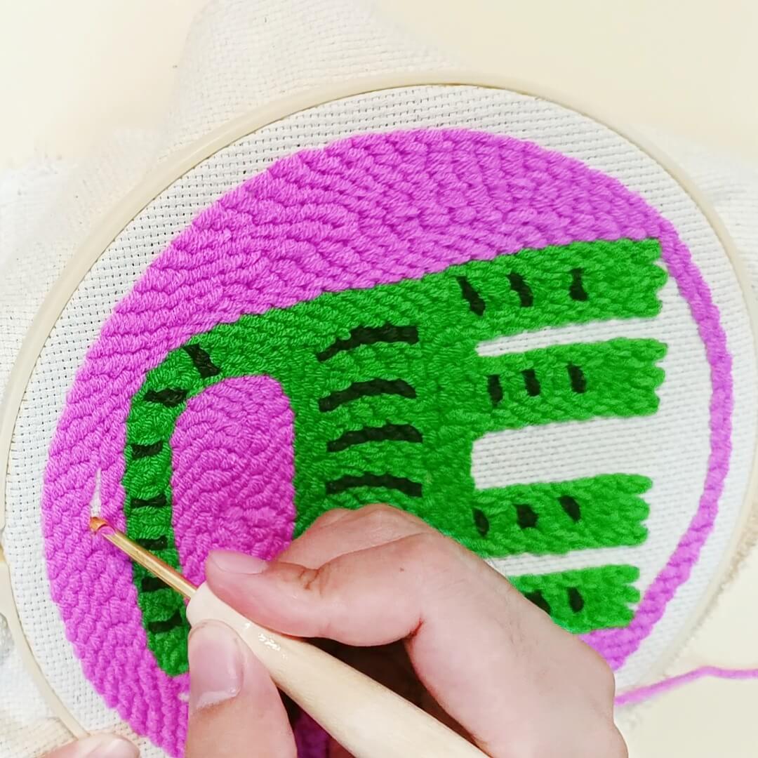 Green Cat Punch Needle Kit