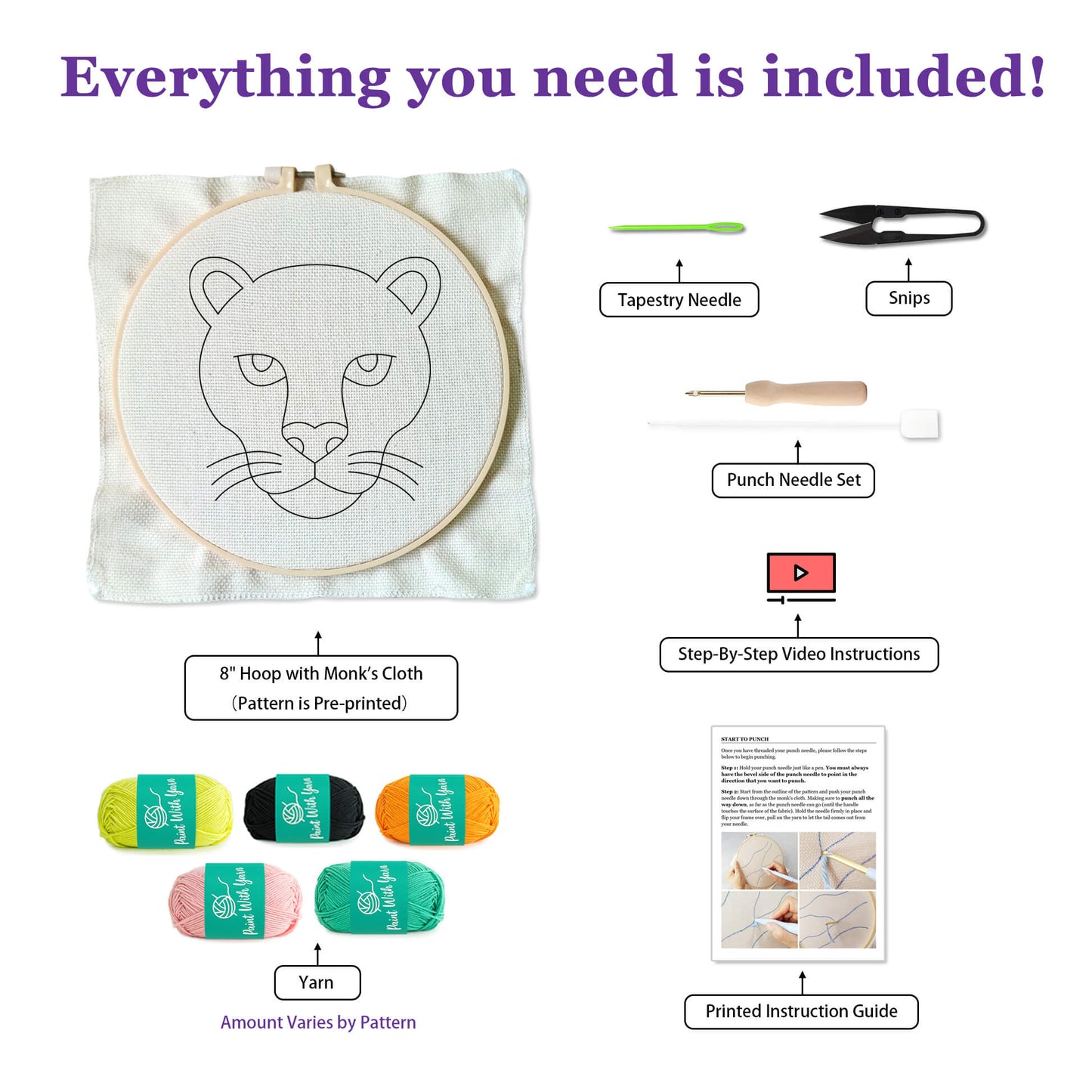 Jungle Leopard Punch Needle Kit