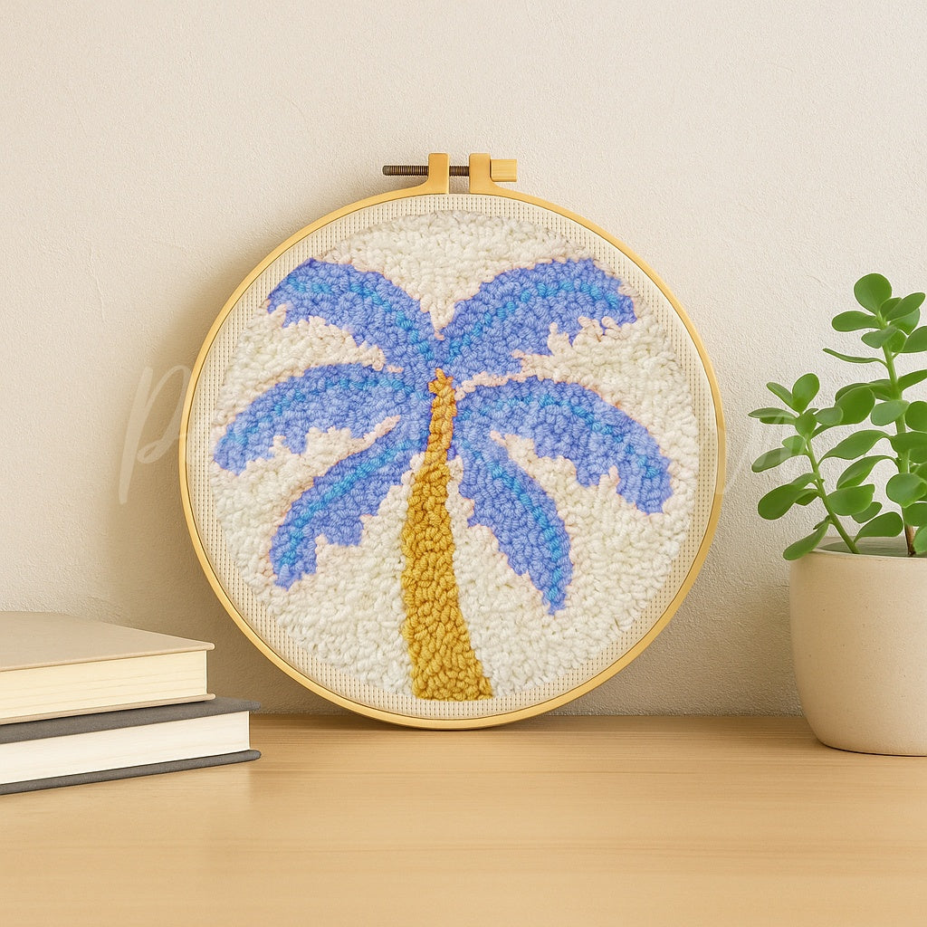 Lavender Palm Tree Punch Needle Kit