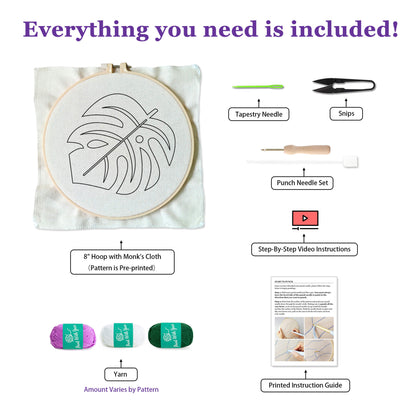 Monstera Punch Needle Kit