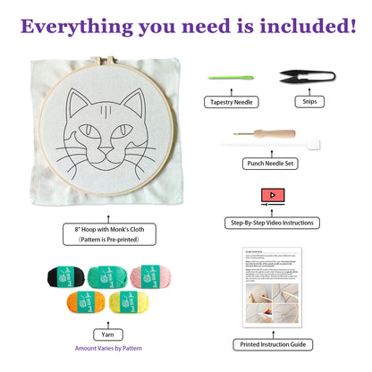 Orange Cosmic Cat Punch Needle Kit