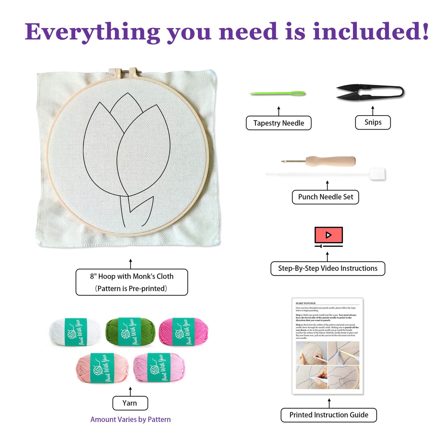 Pink Bloom Punch Needle Kit