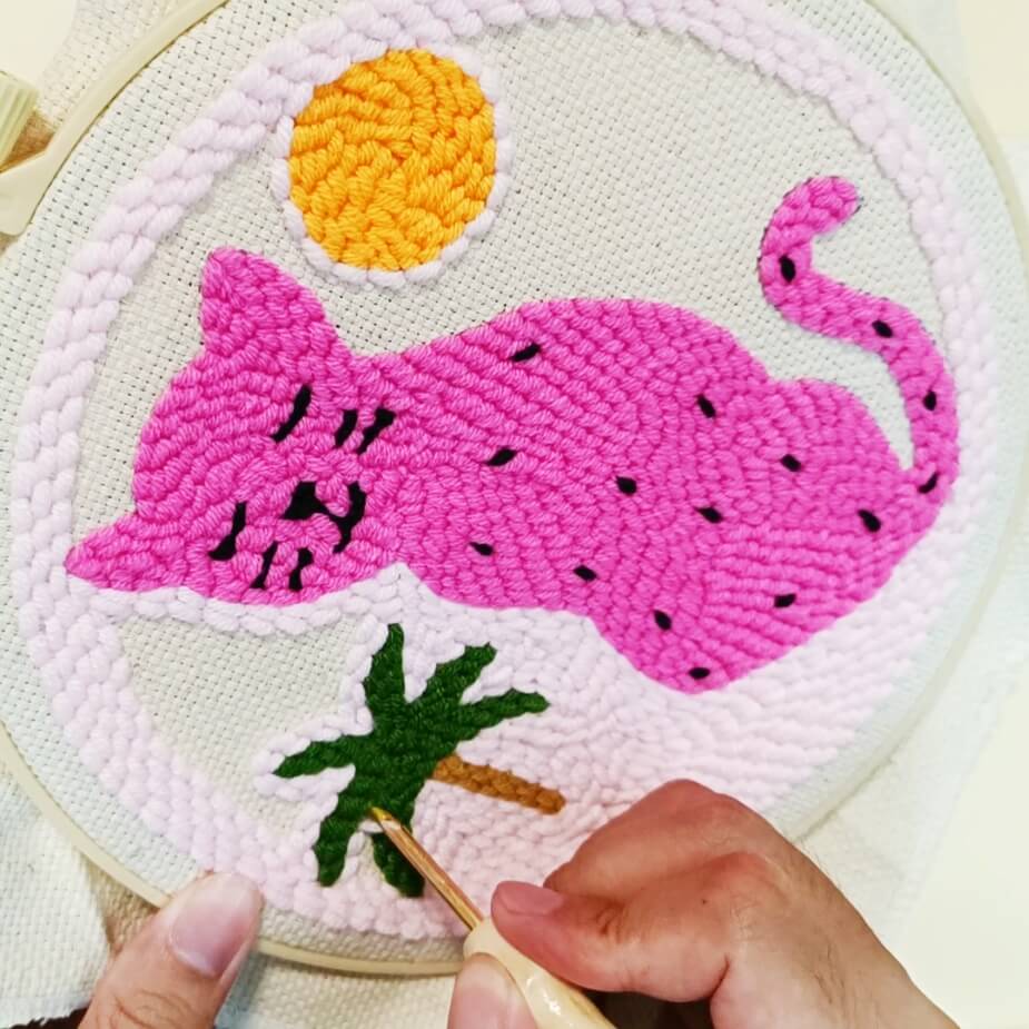 Pink Cat Punch Needle Kit