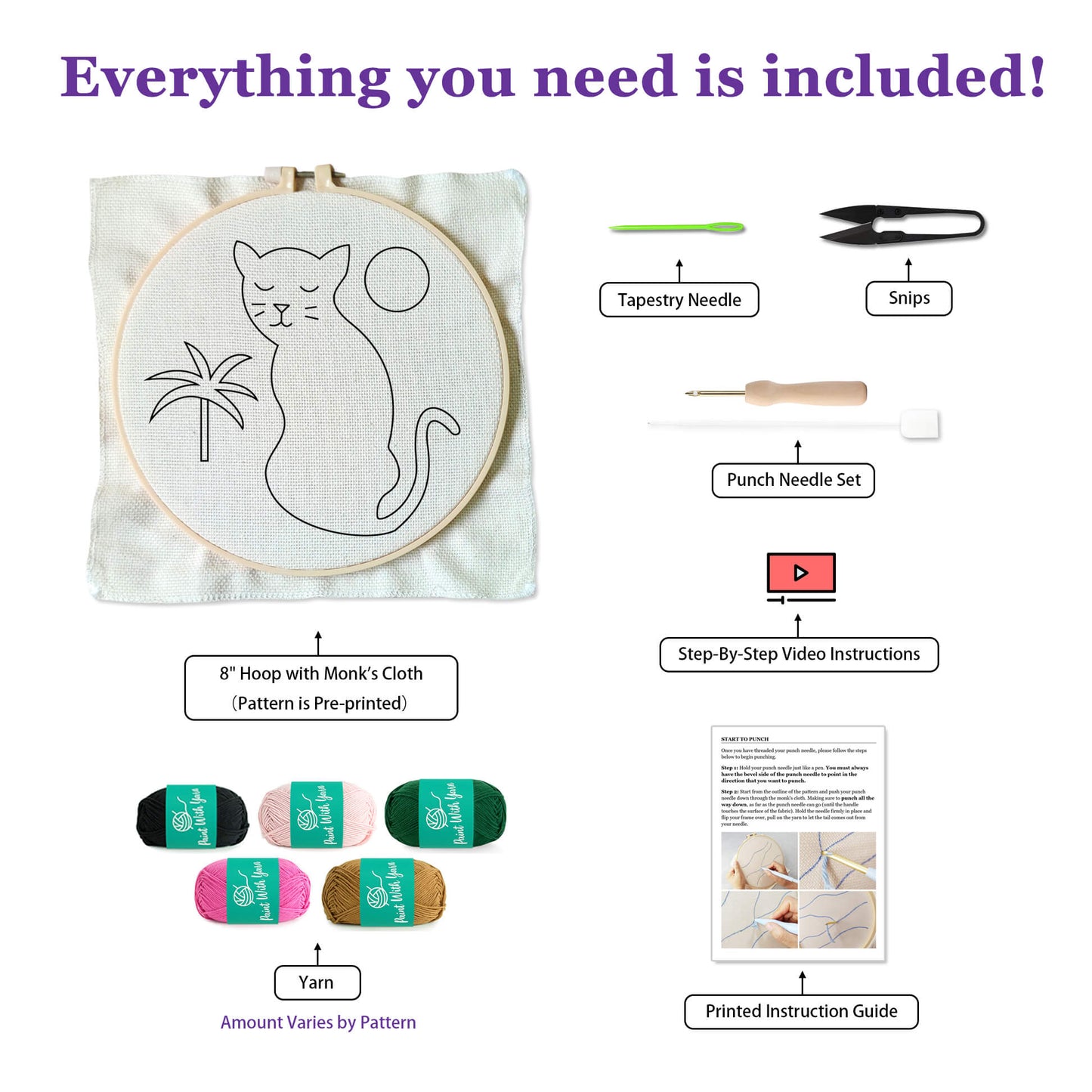Pink Cat Punch Needle Kit