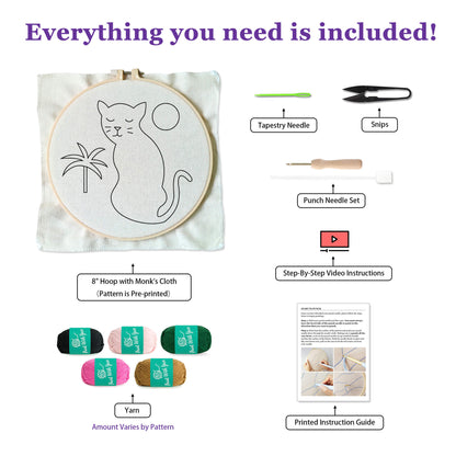 Pink Cat Punch Needle Kit