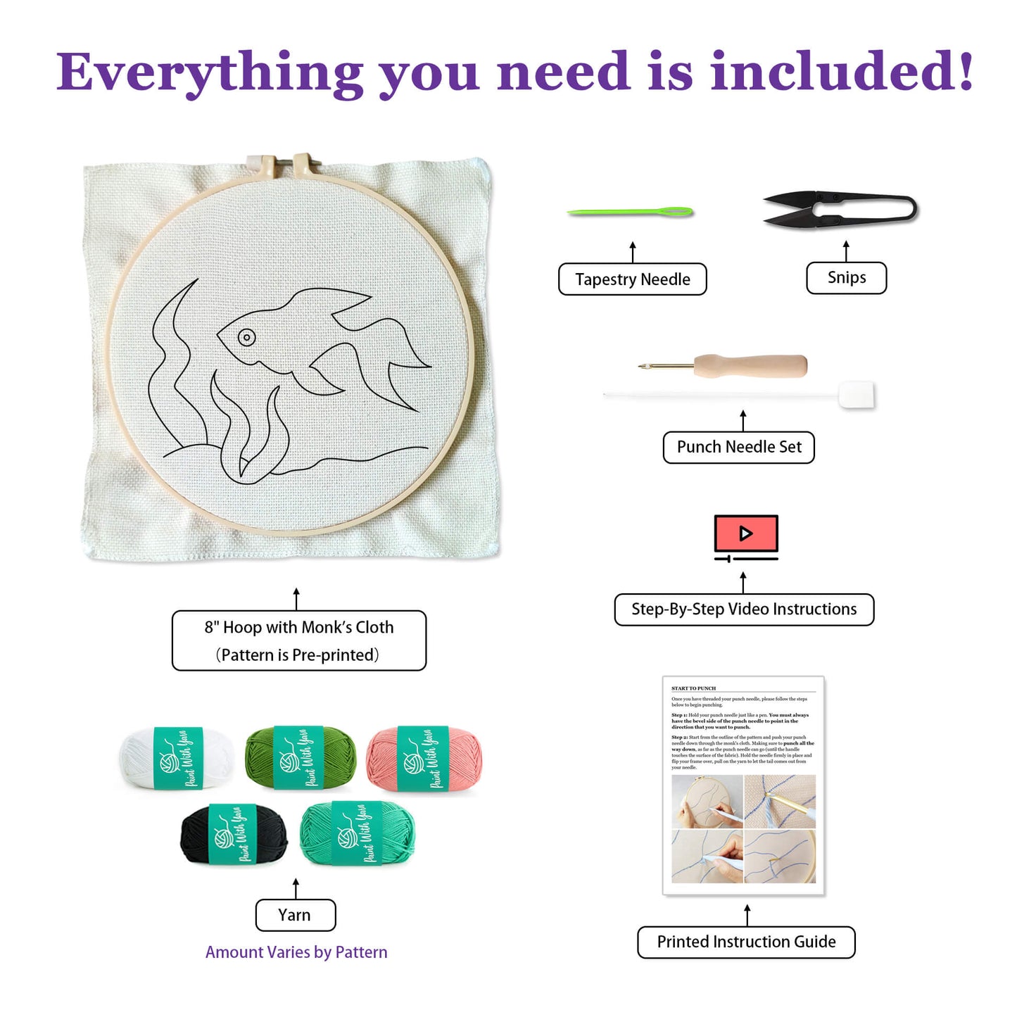 Pink Fish Punch Needle Kit