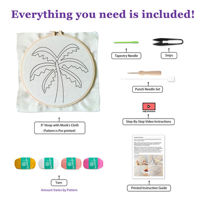 Pink Palm Tree Punch Needle Kit