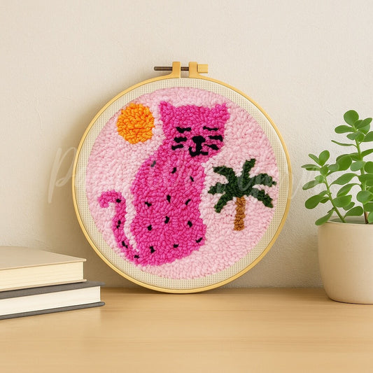 Pink Cat Punch Needle Kit