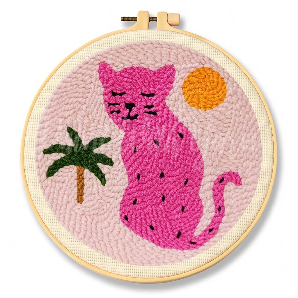 Pink Cat Punch Needle Kit