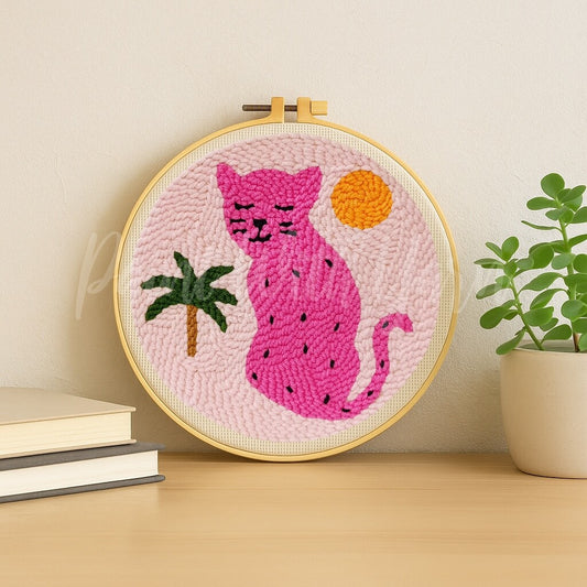 Pink Cat Punch Needle Kit