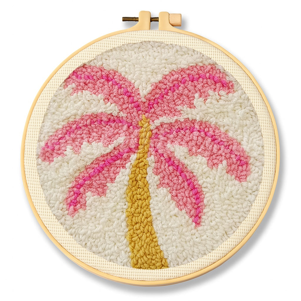 Pink Palm Tree Punch Needle Kit