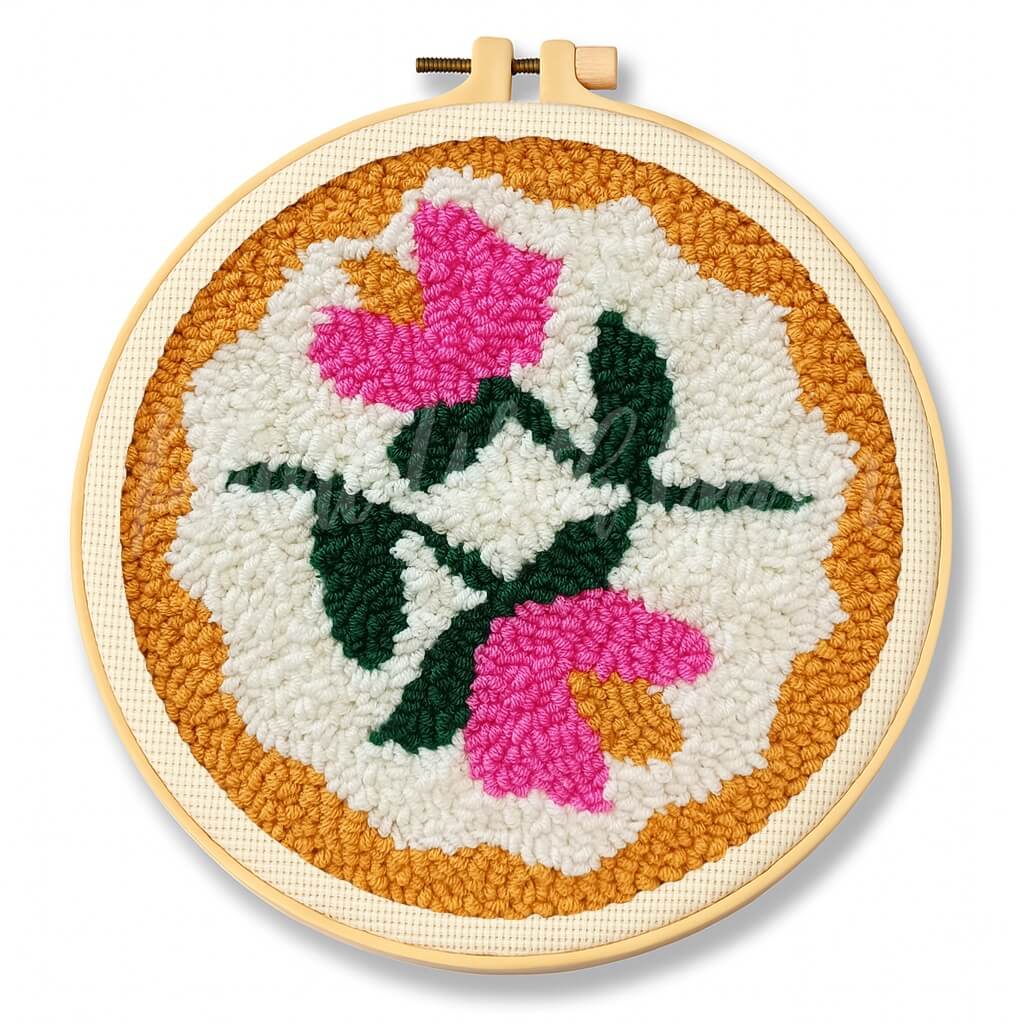Pink Twin Flowers Punch Needle Kit