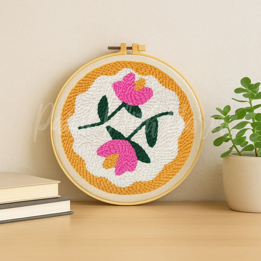 Pink Twin Flowers Punch Needle Kit