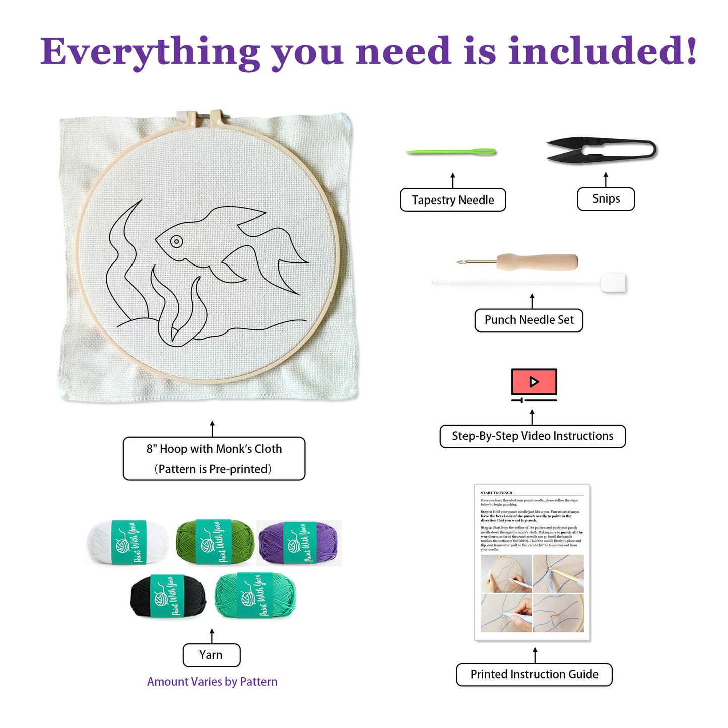 Purple Fish Punch Needle Kit