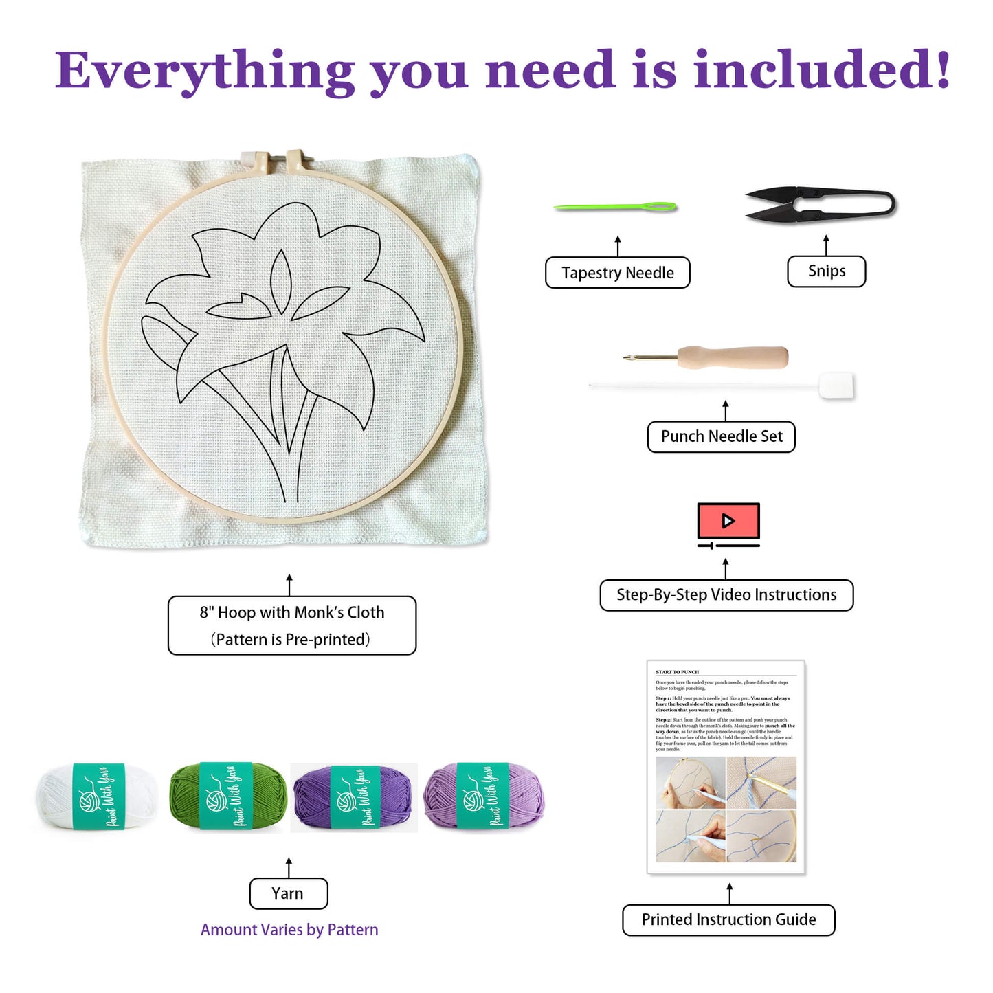 Purple Lily Punch Needle Kit