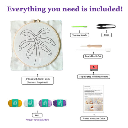 Purple Palm Tree Punch Needle Kit