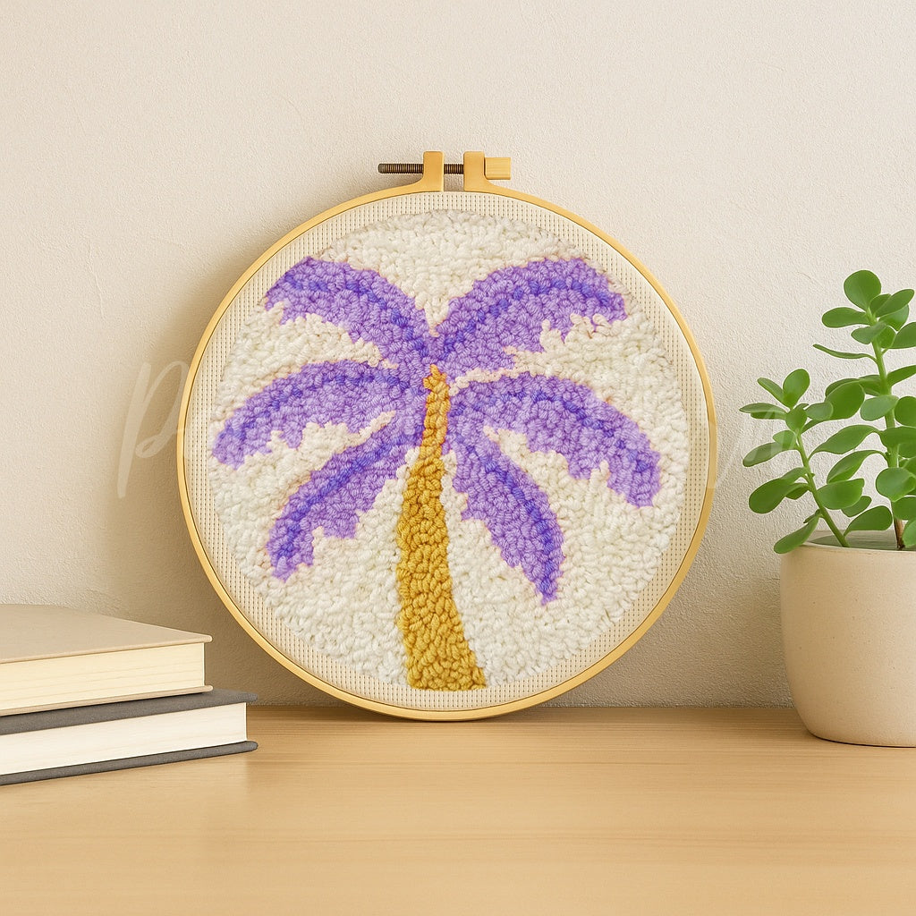 Purple Palm Tree Punch Needle Kit