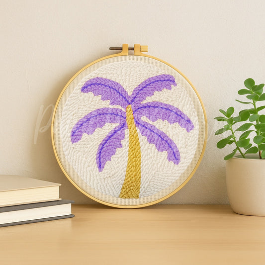 Purple Palm Tree Punch Needle Kit