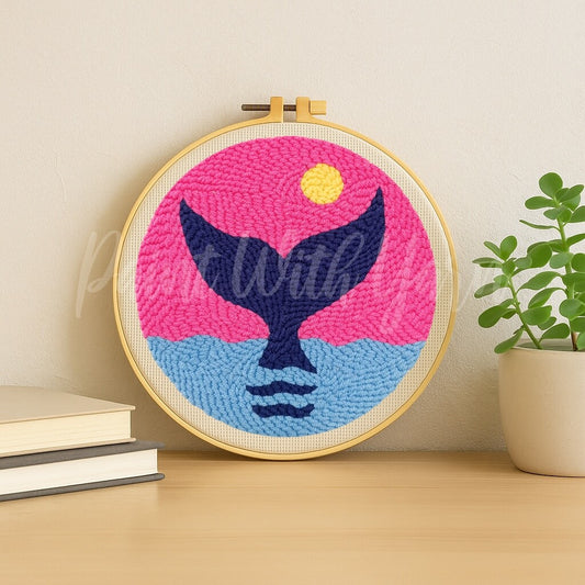 Sunset Whale Punch Needle Kit